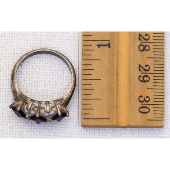Size 7, Sterling Black & Colorless Rhinestones Sterling Silver Ring by LIND - A2 - Picture 4 of 4